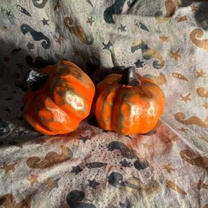 Cute set of 2 stackable ceramic pumpkins • cottagecore • Halloween • Crowcore